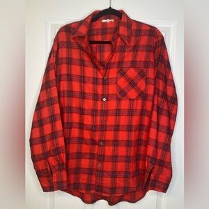 La Miel - Red and Black Plaid Long Plaid - Size: M